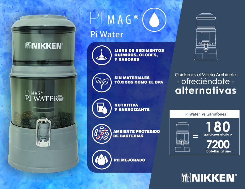 Agua libre de contaminantes, sin metales pesados, libre de cloro, agua alcalina y mineralizada.